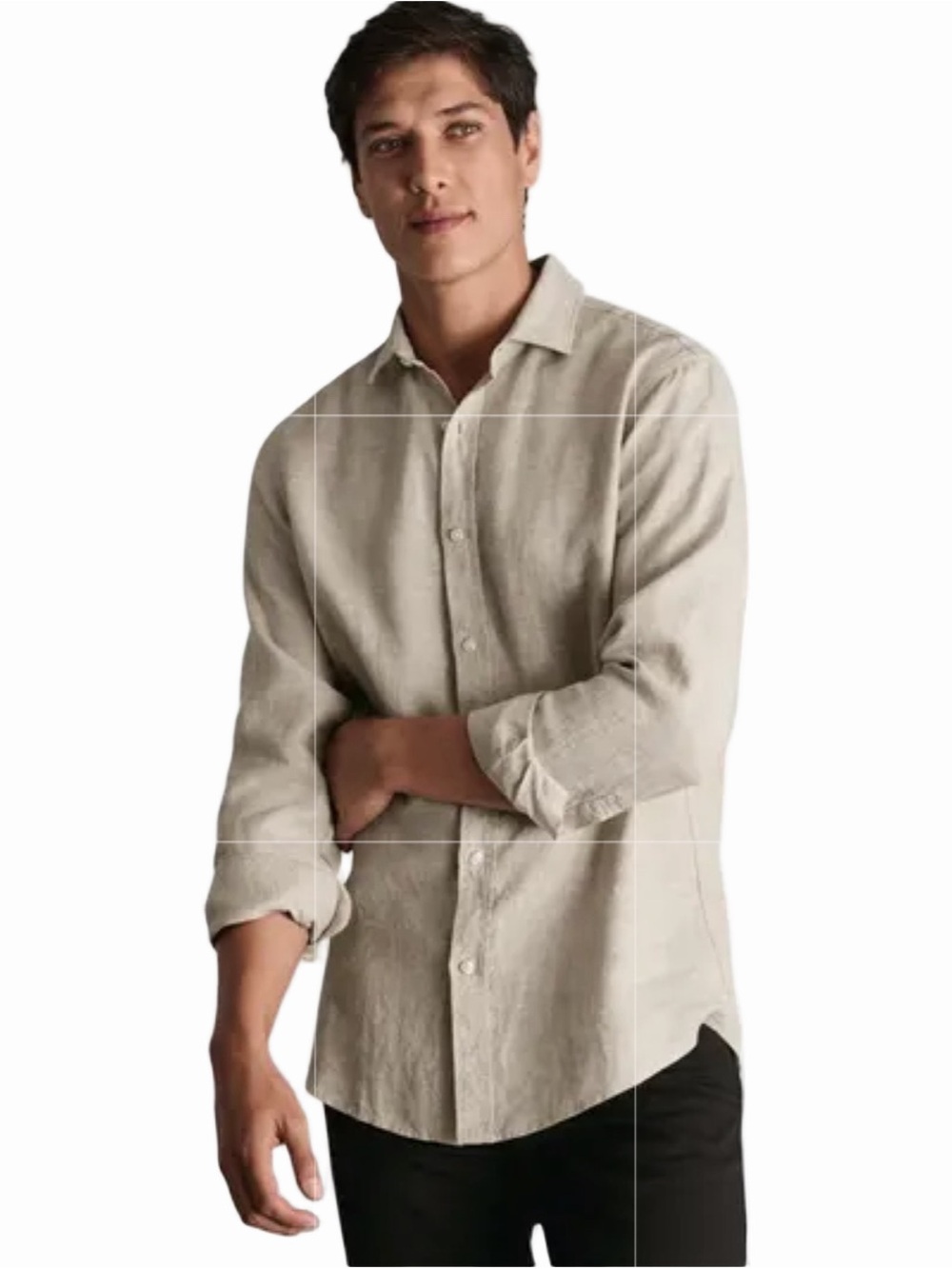 CHARLES TYRWHITT Classic Fit Long Sleeve 100% Linen Shirt in Oatmeal size XL